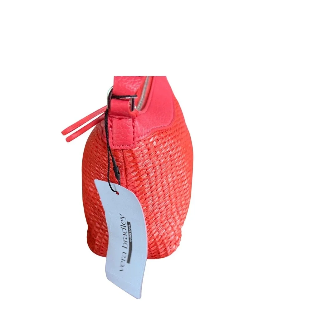 Vera Bradley Mini Slouchy Crossbody Bag Cayenne Red Woven Faux‎ Leather